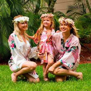 Floral Peacocks Bridesmaids Kimono Robes