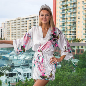 Floral Peacocks Kimono Robes