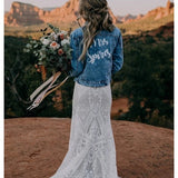 Just Married Customized Denim Jacket with Pearls
