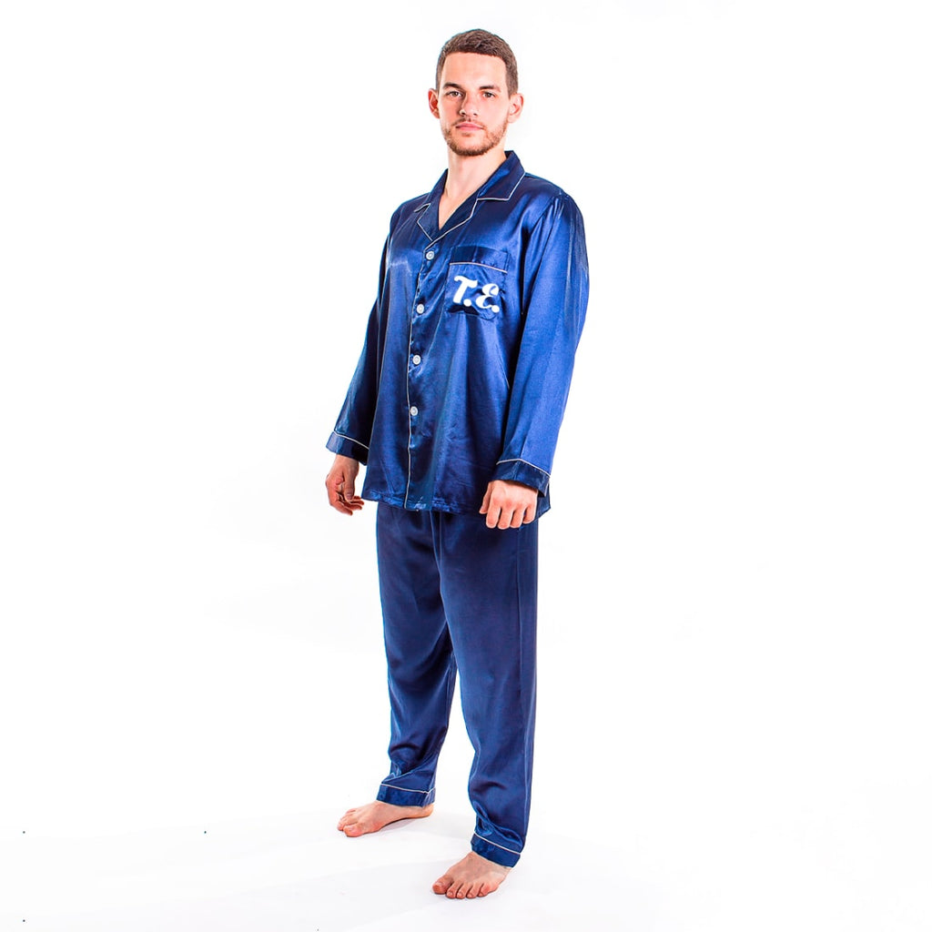 Custom Satin Pajama for Men, Long Personalized Pajama Set, Groom