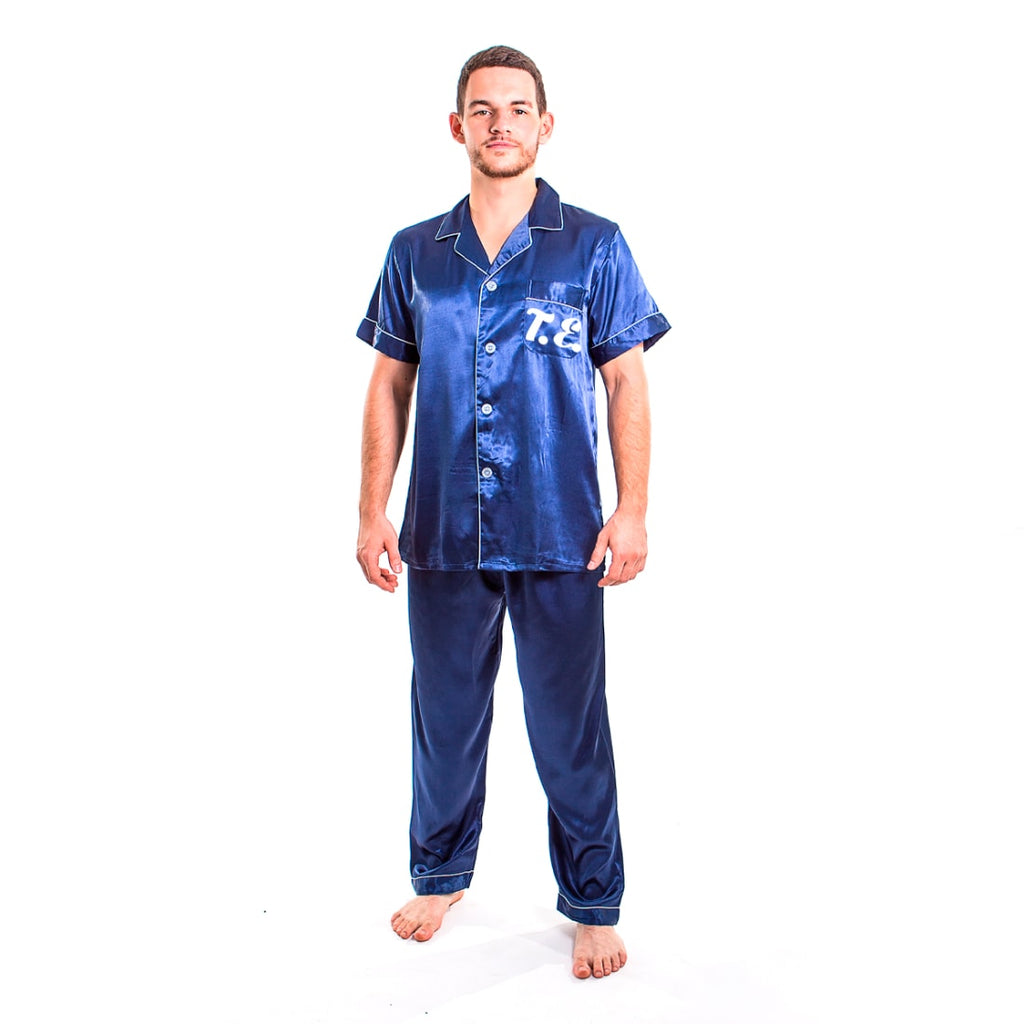 Men's satin pajamas short sleeves + pants, Personalized Men's