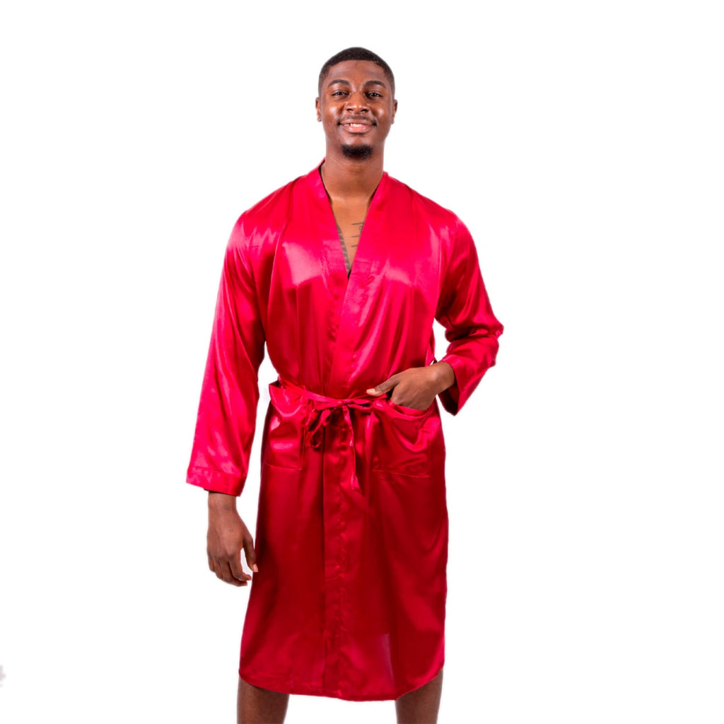 Women's Flannel Robe in Red with White Piping – Petite Plume