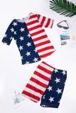 Women Sport American Flag two piece set Tracksuit O-neck T-shirt