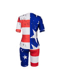 Women Sport American Flag two piece set Tracksuit O-neck T-shirt