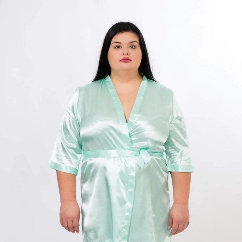 Mint Customized Bride and Bridesmaid Satin Robes for Wedding Party - Bridesmaids World