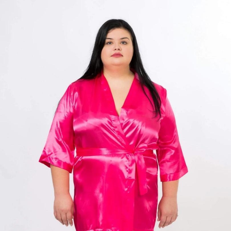 Hot Pink Satin Customized Bridesmaid Robes - Bridesmaid's World