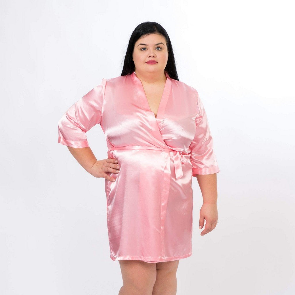 Hot Pink Satin Customized Bridesmaid Robes - Bridesmaid's World