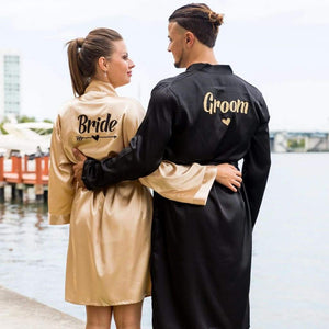Groom and Bride Satin Robes - Bridesmaid's World
