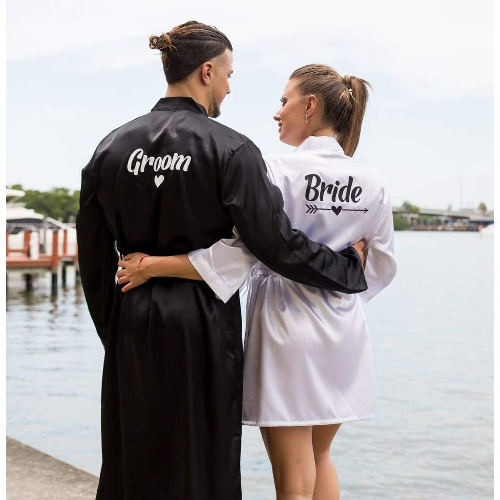 Groom and Bride Satin Robes - Bridesmaid's World
