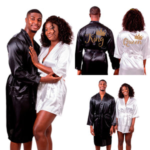 Satin King and Queen Matching Family Robes Set with Personalization