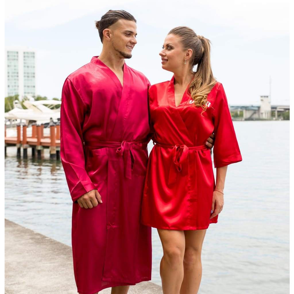 Matching Men's and Women's Satin Robes - Bridesmaid's World